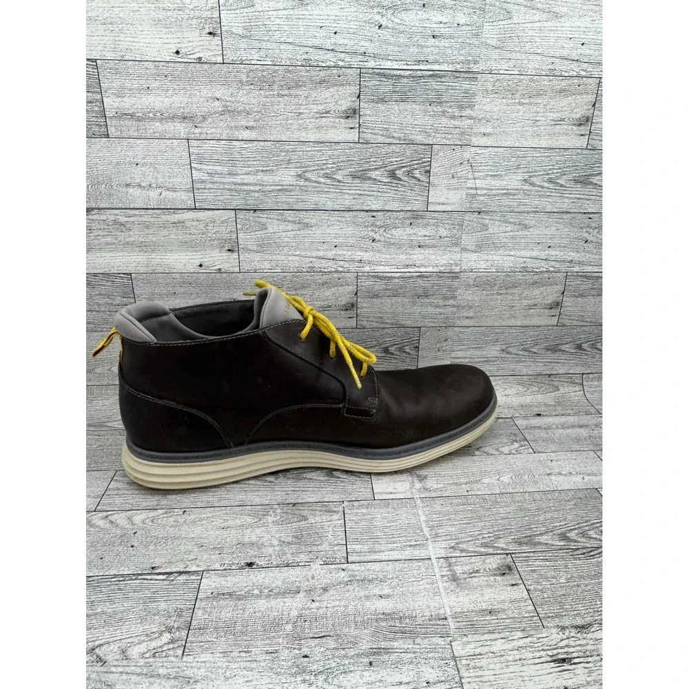 Cole Haan OriginalGrand Mens Brown Leather Chukka Boots Yellow Laces C23426‎ 11M
